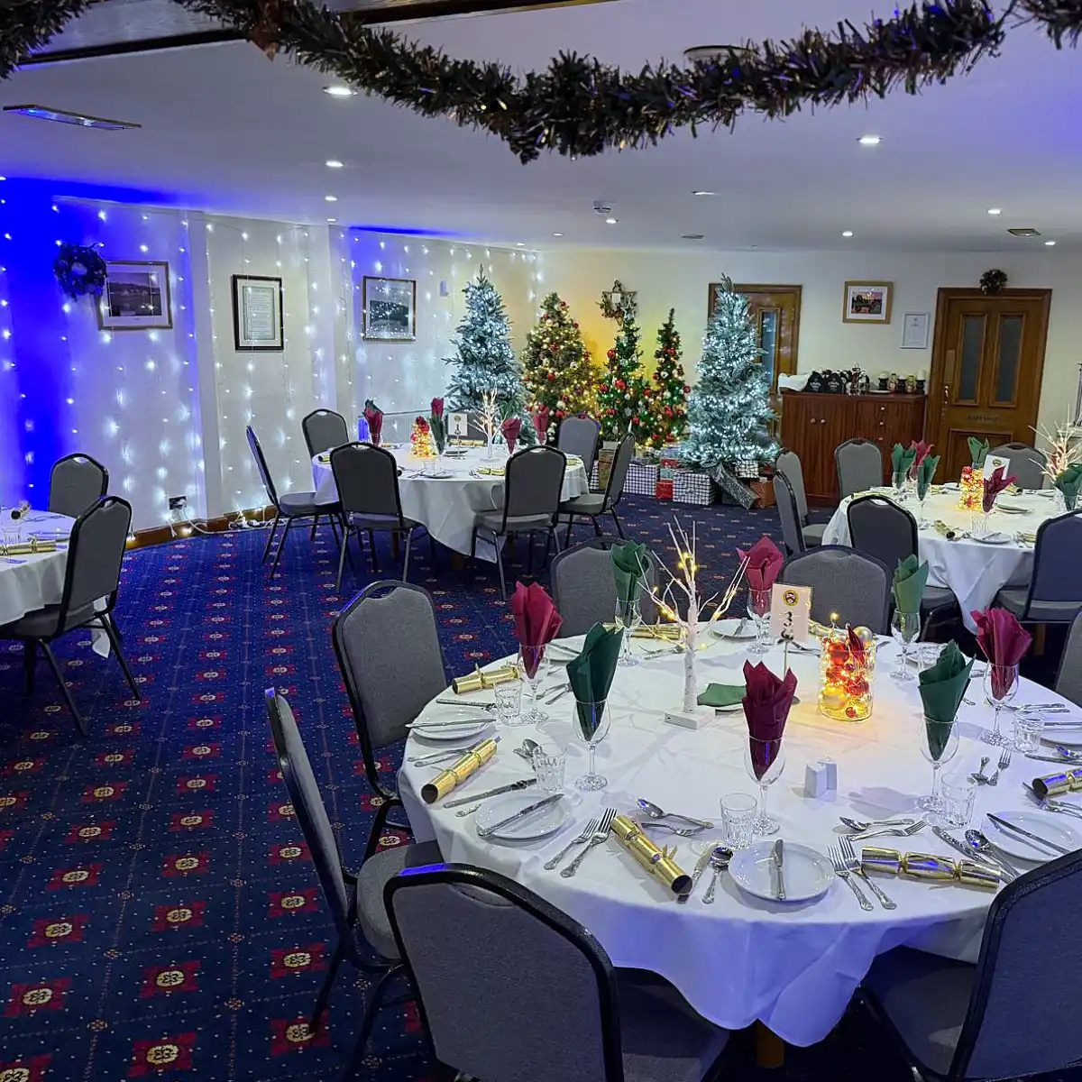 Christmas decorations in the clubhouse