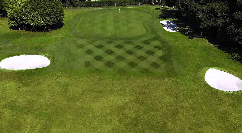 Bird's-eye view of the approach to hole nine
